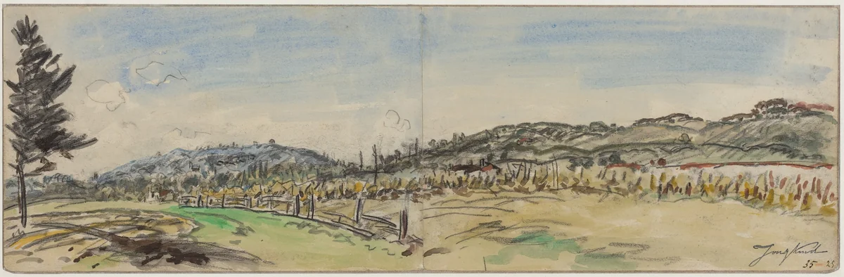 Countryside near Brezins, between Grenoble and Vienne by Johan Barthold Jongkind, drawing, 1880-1891