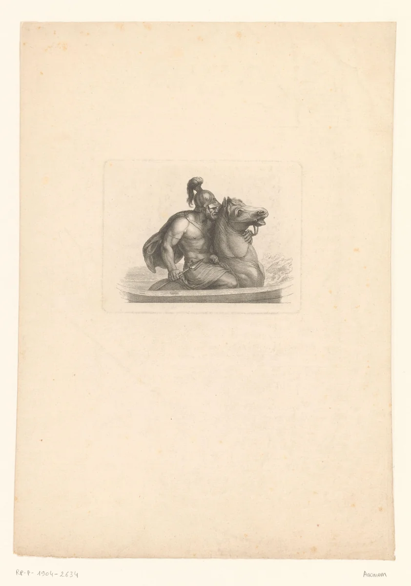 Romeins soldaat te paard by anonymous, print, 1750-1850