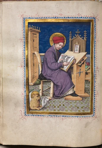 Gospel Book with Evangelist Portraits: Saint Mark by Master of the House-Book, book, 1475-1485