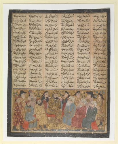 "The Nobles and Mubids Advise Khusrau Parviz about Shirin", Folio from the First Small Shahnama (Book of Kings) by Abu'l Qasim Firdausi, manuscript, 1275-1355