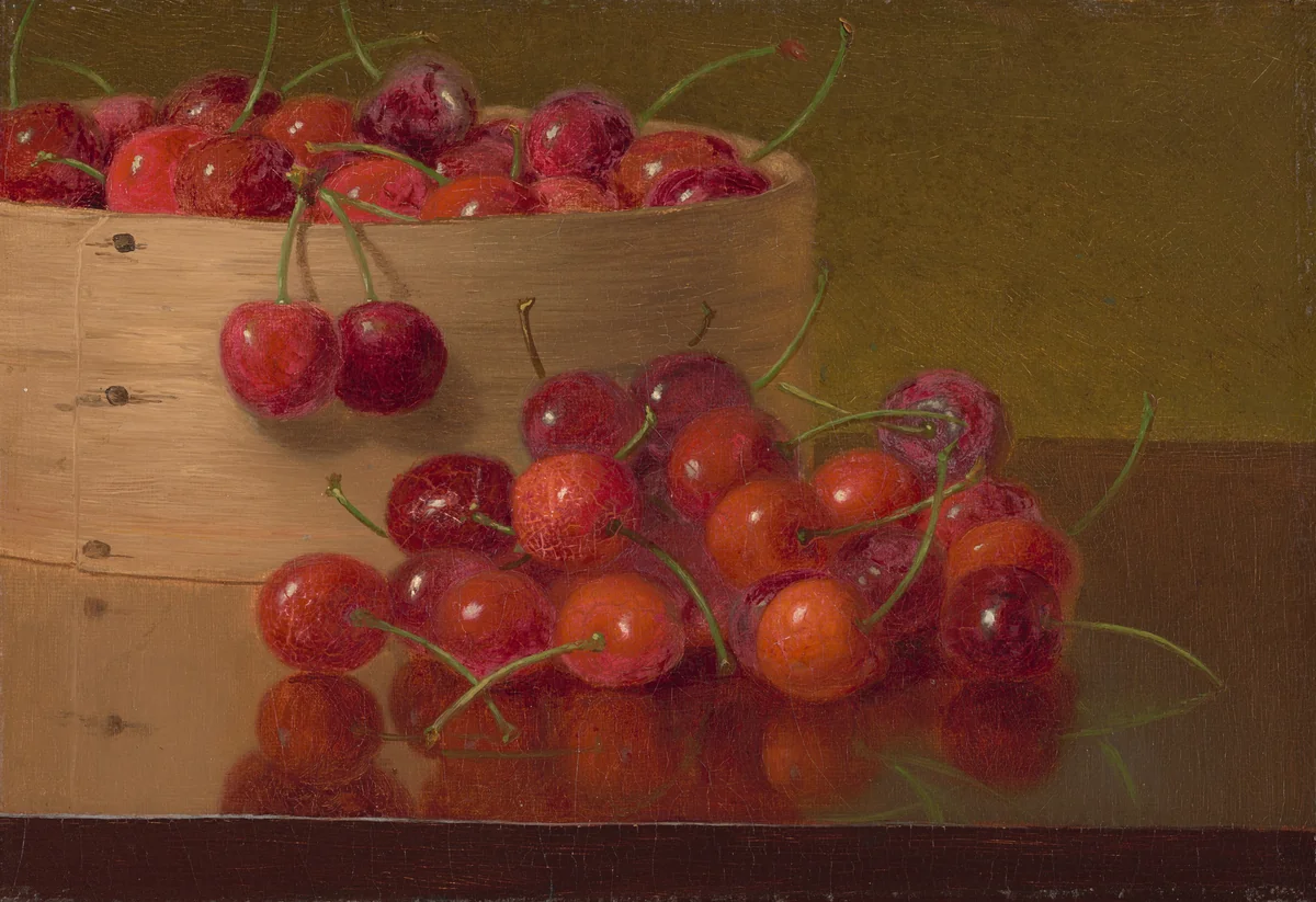 Red Cherries by Robert Spear Dunning, painting, 1866