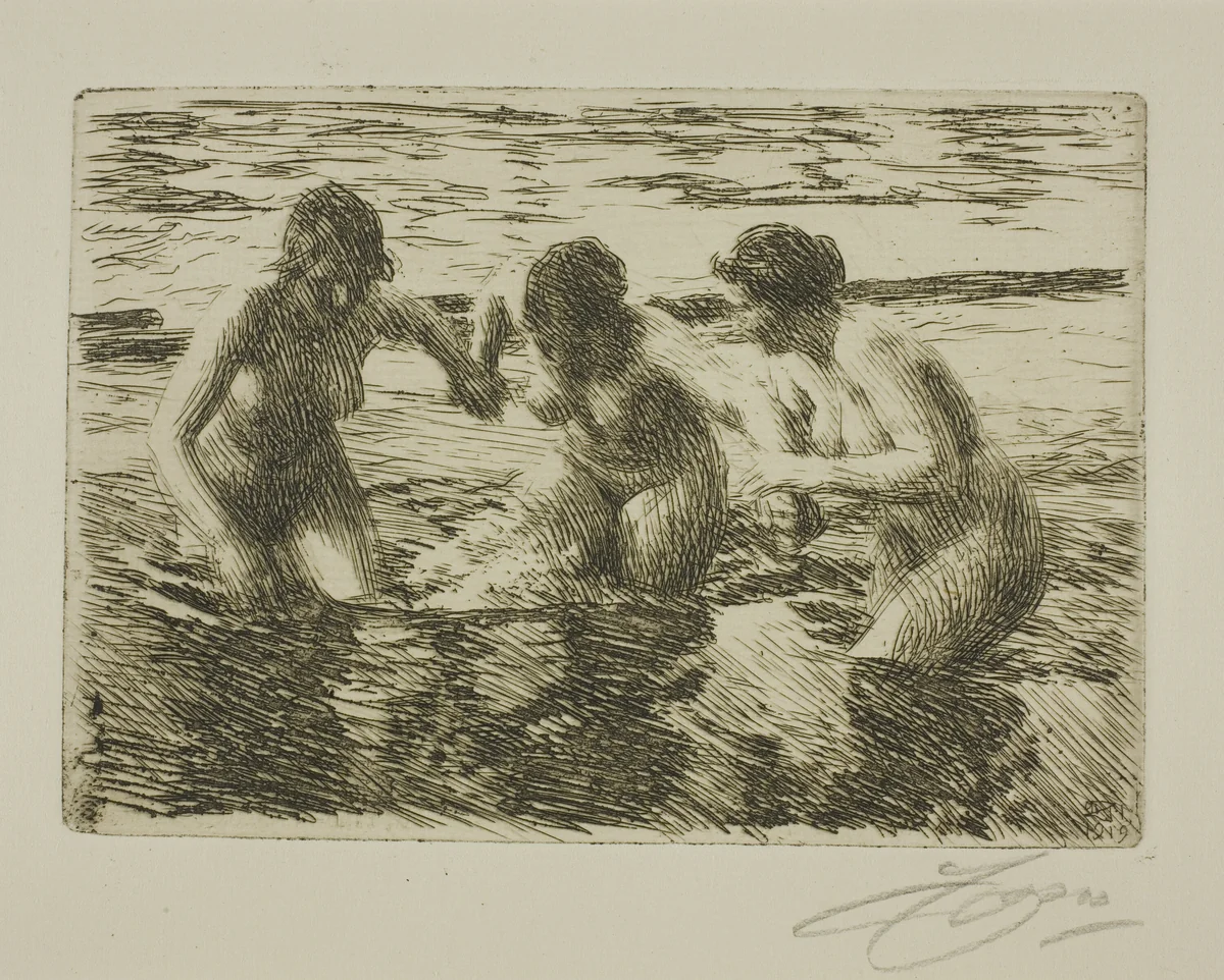 Against the Current by Anders Zorn, print, 1919