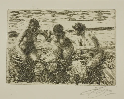 Against the Current by Anders Zorn, print, 1919
