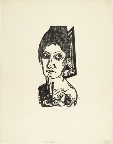 Woman with Candle (Frau mit Kerze) by Max Beckmann, print, 1920