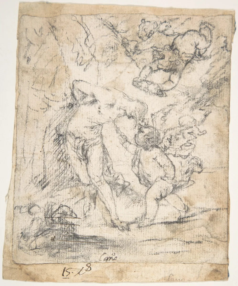 Angels Ministering to St. Sebastian by Alonso Cano, drawing, 1601-1667