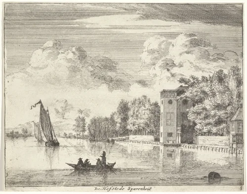 Gezicht op de hofstede Sparenhout te Haarlem by Jan Vincentsz. van der Vinne, print, 1688-1690