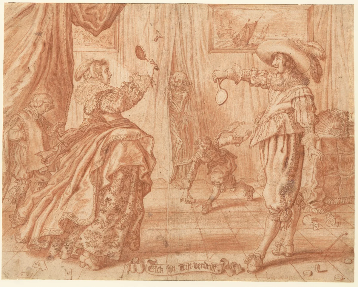 To Each His Own Pastime, "Elck Sijn Tijt-Verdrijff" by Adriaen van de Venne, drawing, 1632