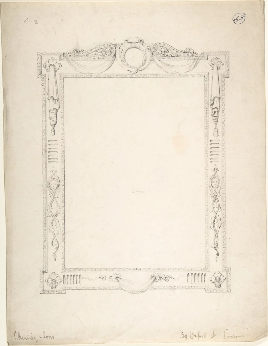 Design for a Frame by Charles Hindley and Sons, drawing, 1841-1884
