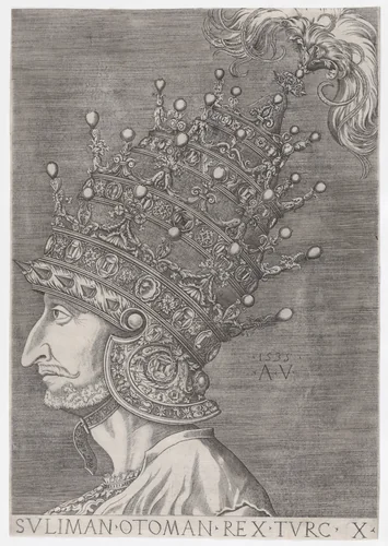 Suleiman II by Agostino Veneziano, print, 1535