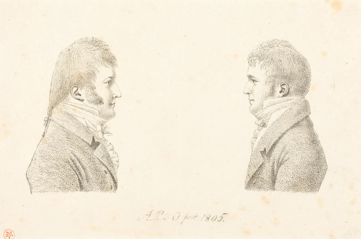 Self-Portrait and the Artist's Brother by Antoine d' Orléans, print, 1805