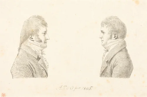 Self-Portrait and the Artist's Brother by Antoine d' Orléans, print, 1805