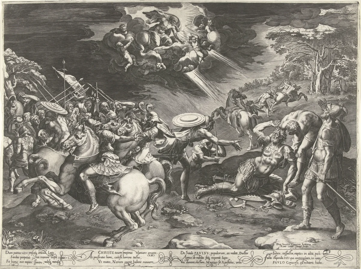 De bekering van Paulus by Unknown, print, 1576