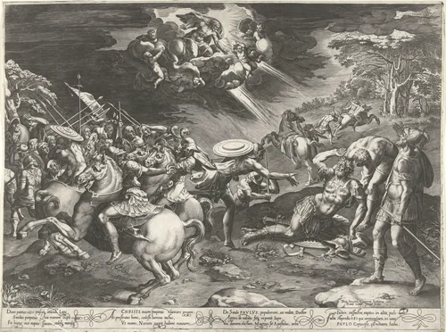 De bekering van Paulus by Unknown, print, 1576