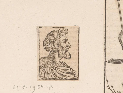 Buste van een man met een lauwerkrans by anonymous, print, 1500-1599