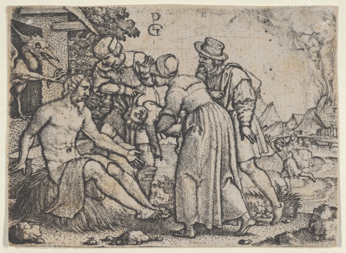 The Persecution of Job by Georg Pencz, print, 1500-1550