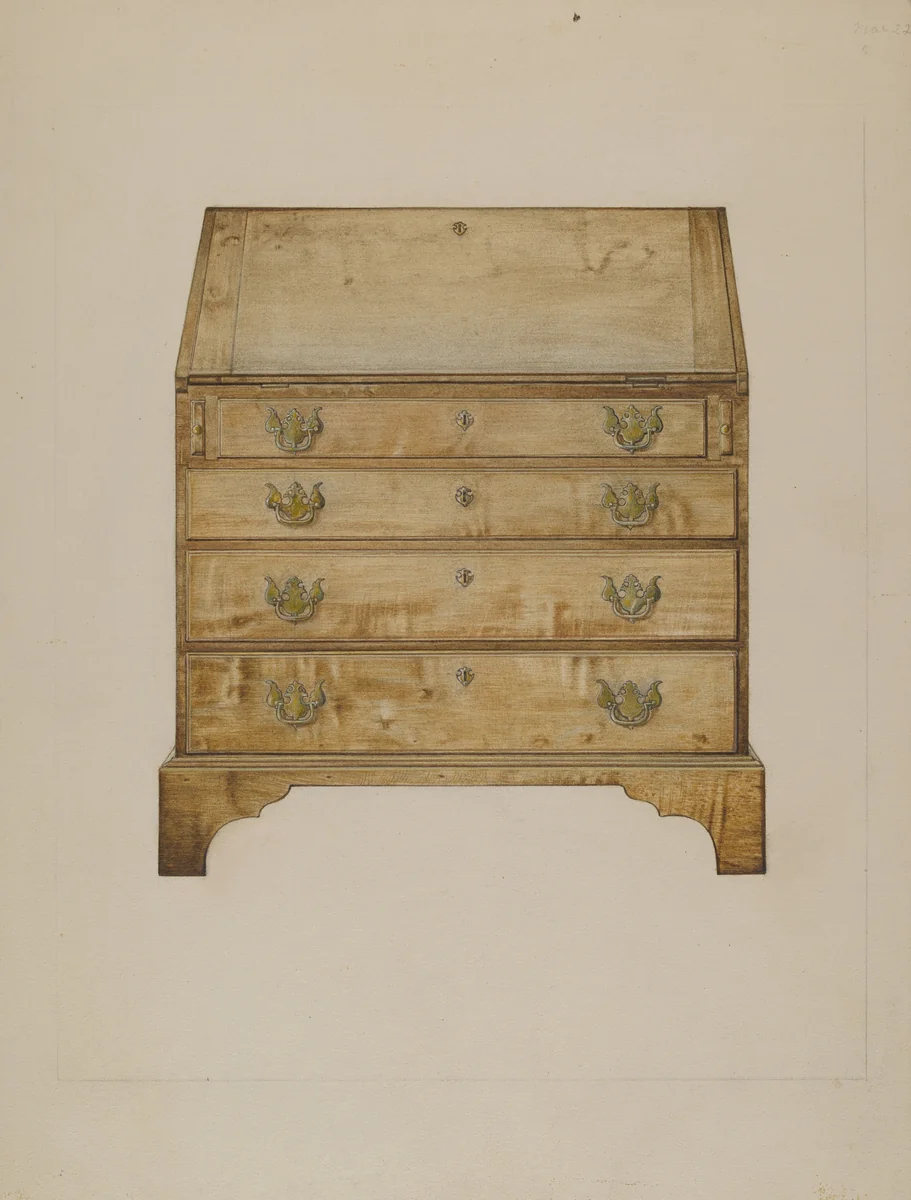 Writing Desk by Robert Birrell, index of american design, 1935-1942