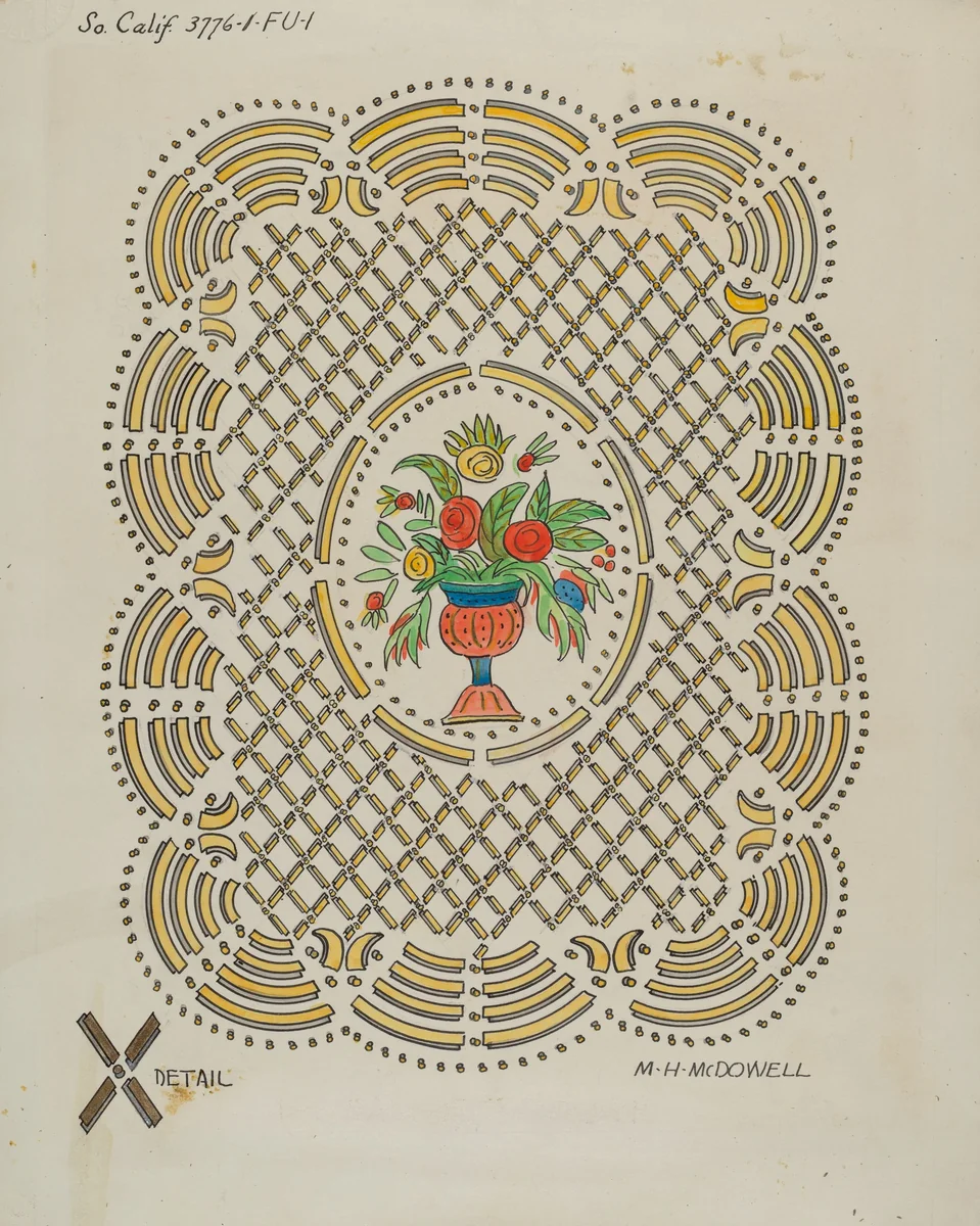 Design on Door of Seth Thomas Clock by M.H. McDowell, index of american design, 1936