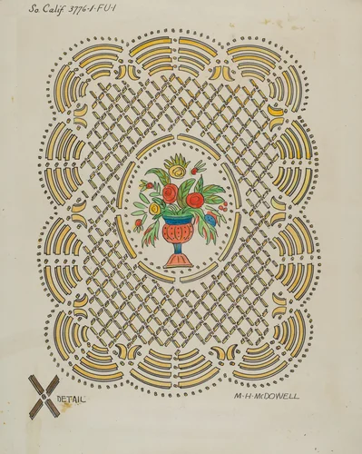 Design on Door of Seth Thomas Clock by M.H. McDowell, index of american design, 1936