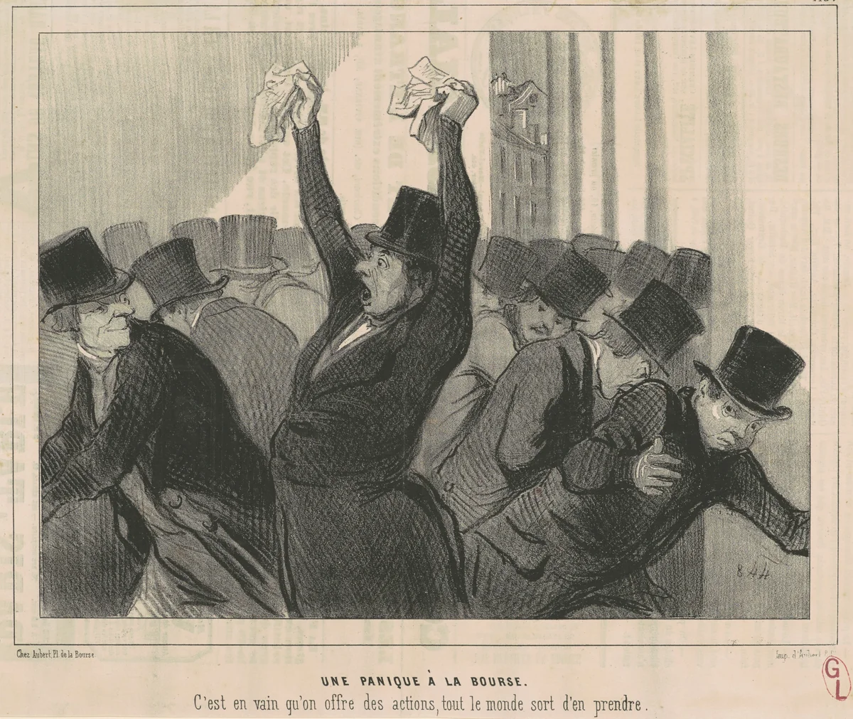 Une Panique a la bourse by Honoré Daumier, print, 1845