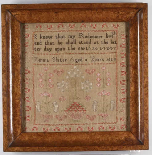 Sampler by Emma Slater, textile, 1825