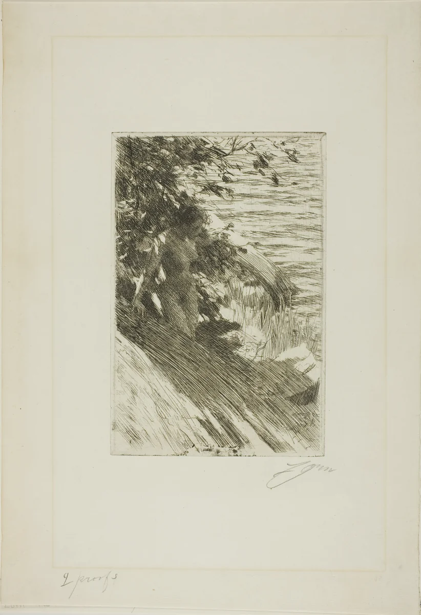 "La Grande Baigneuse" - The Great Bather by Anders Zorn, print, 1895