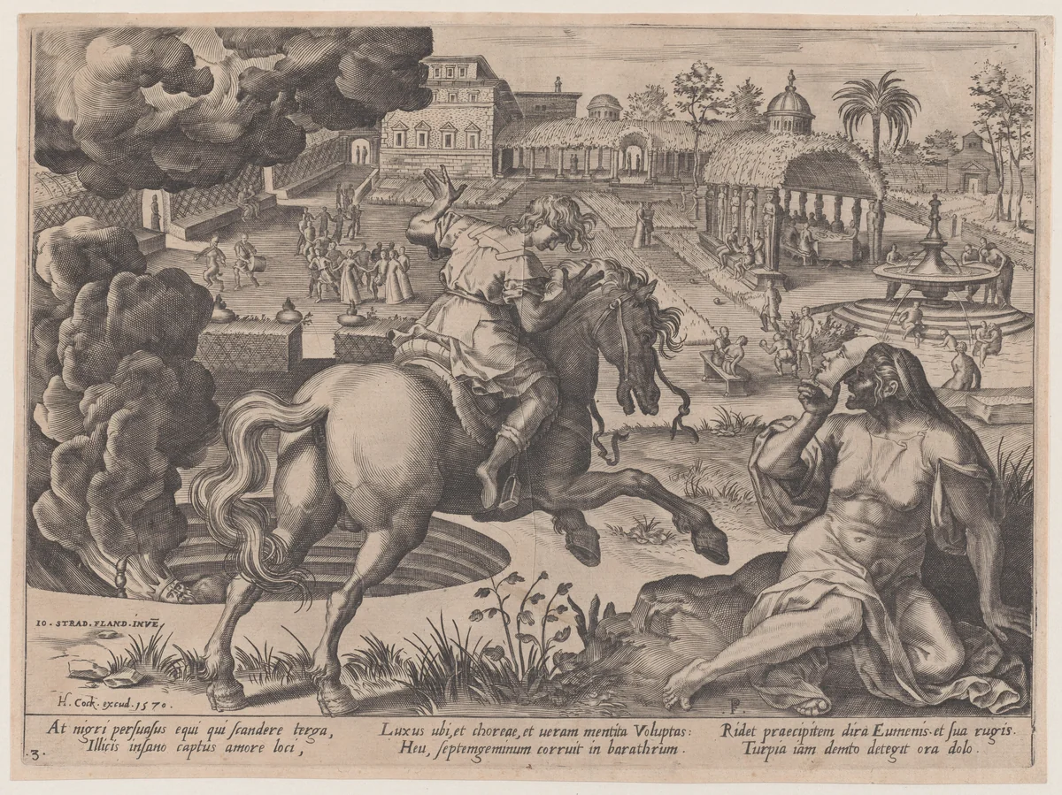 The Enticement of Luxury, from The Course of Human Life by Pieter Jalhea Furnius, print, 1570
