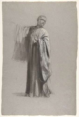 Drapery Study for a Cleric (lower register); verso: Sleeve of a Cleric; (studies for wall paintings in the Chapel of Saint Remi, Sainte-Clotilde, Paris, 1858) by Isidore Pils, drawing, 1825-1875
