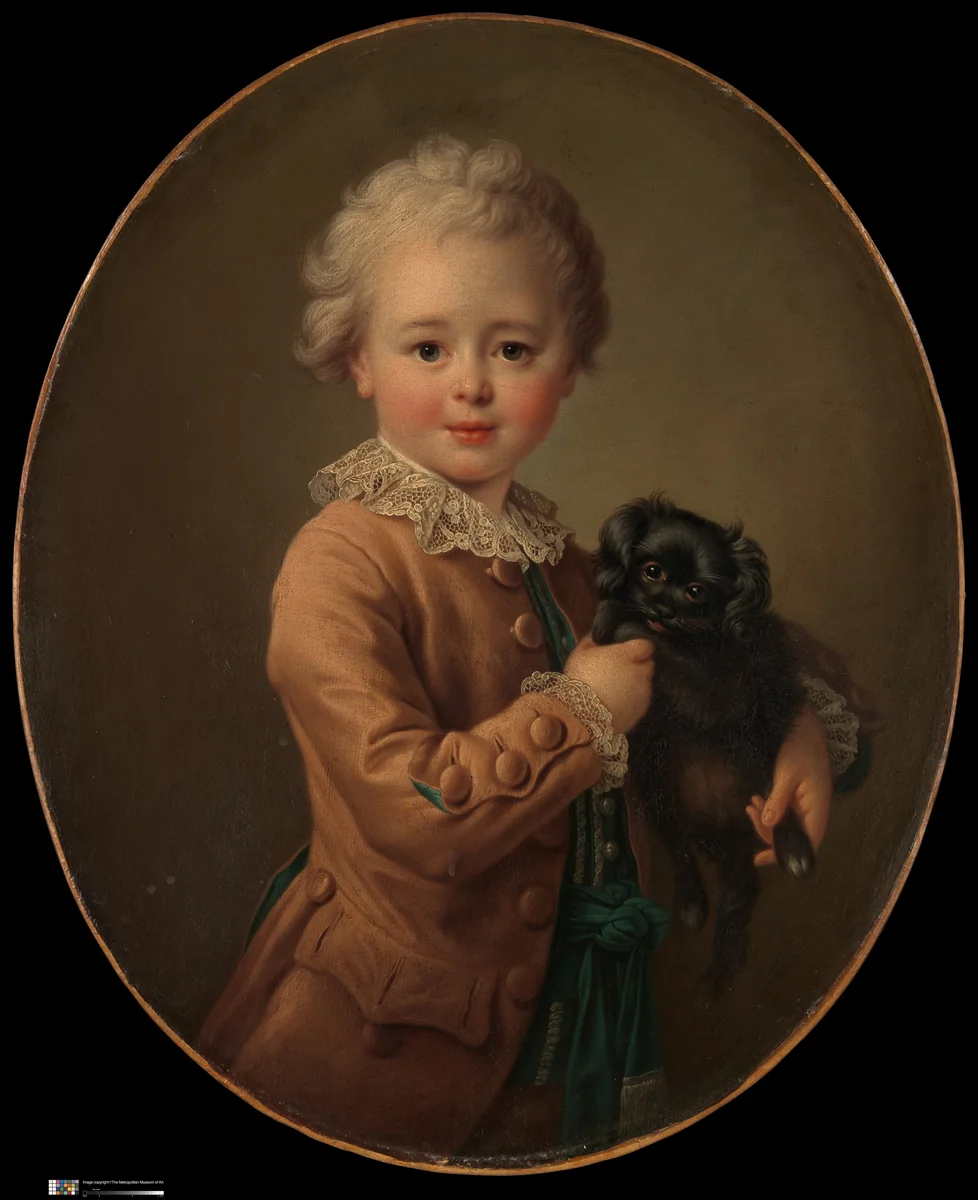 Boy with a Black Spaniel by François Hubert Drouais, painting, 1762-1772