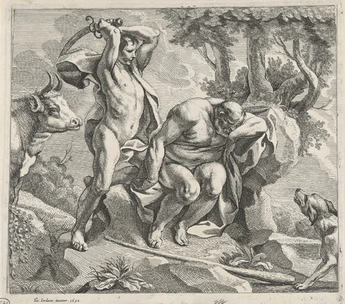 Mercury Killing Argus by Remoldus Eynhoudts; Jacob Jordaens, print, 1652