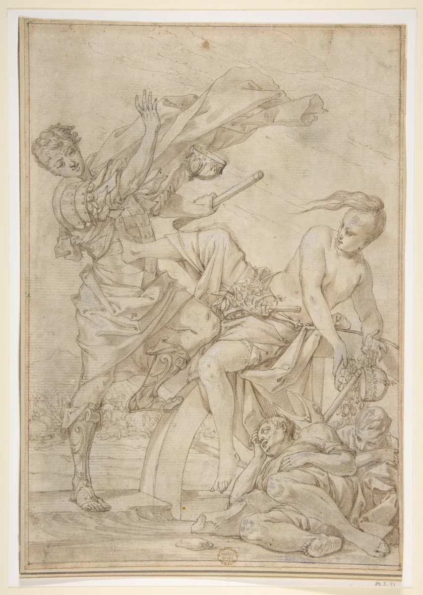 Allegory of Fortune by Pietro Testa, drawing, 1612-1650