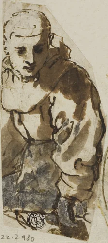 Monk Turning Sideways by Andrea Lilio, drawing, 1580-1599