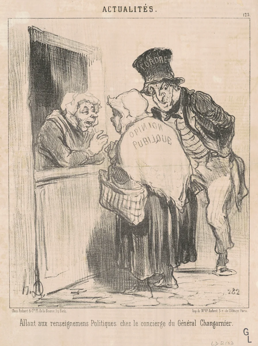Allant aux renseignements politiques ... by Honoré Daumier, print, 1851