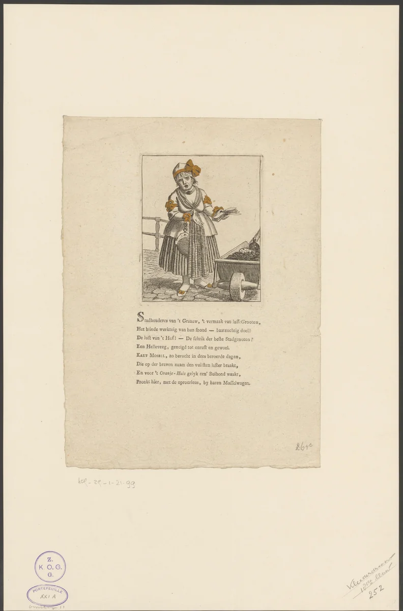 Portret van Kaat Mossel by anonymous, print, 1784-1786