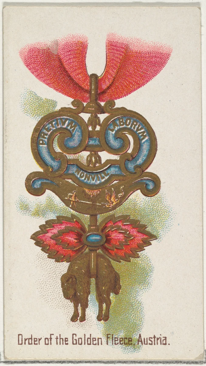 Order of the Golden Fleece, Austria, from the World's Decorations series (N30) for Allen & Ginter Cigarettes by Allen & Ginter, print, 1890