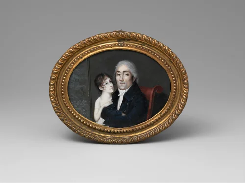 Portrait of a Gentleman and His Daughter by Francois Guyol de Guiran, artwork, 1805