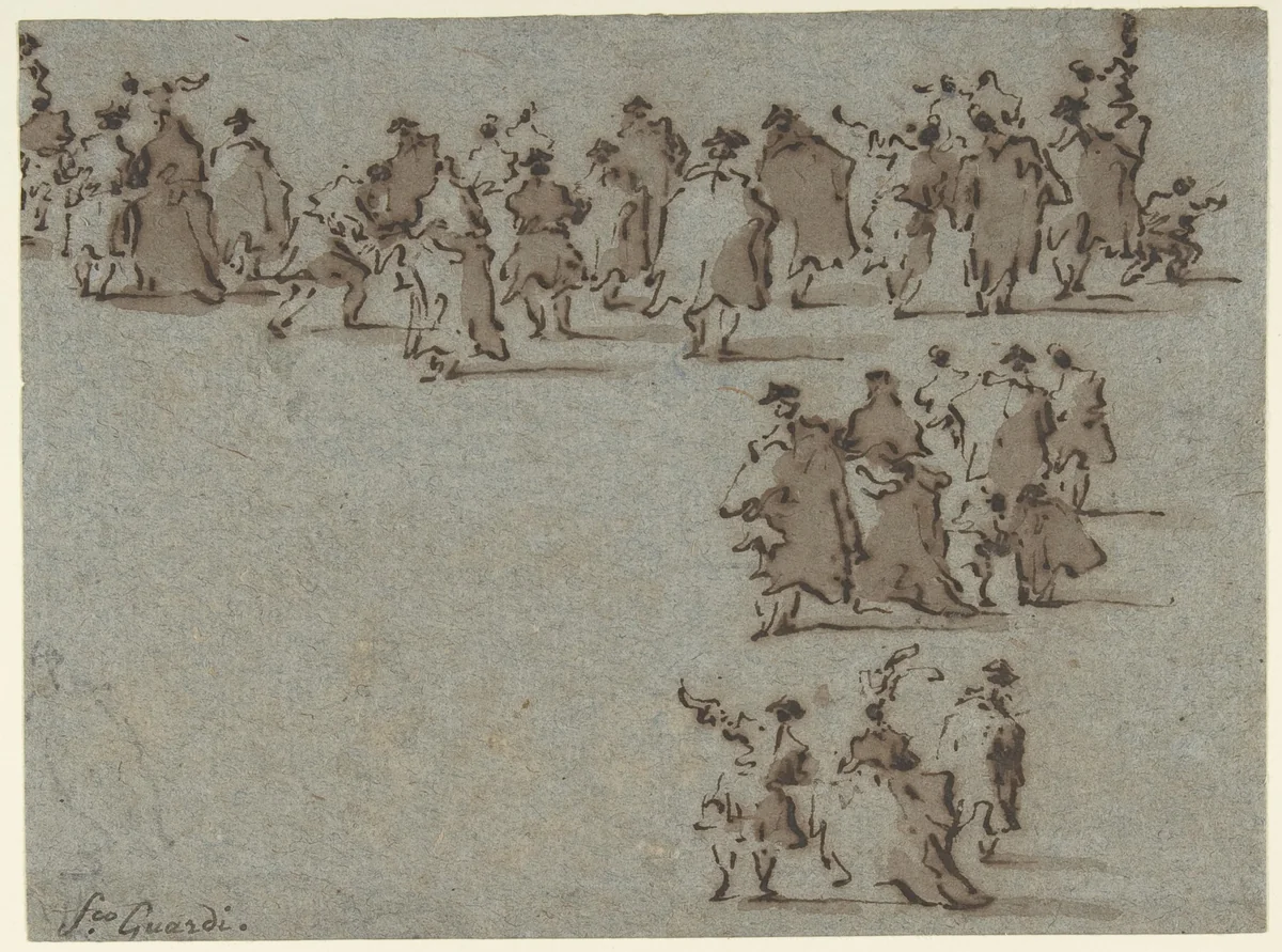 Studies of Walking Figures by Francesco Guardi, drawing, 1712-1793