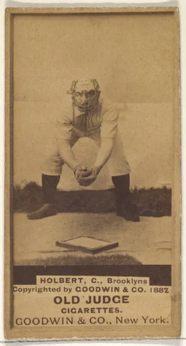 Holbert, Catcher, Brooklyn Bridegrooms, from the Old Judge series (N172) for Old Judge Cigarettes by Goodwin & Company, photograph, 1888