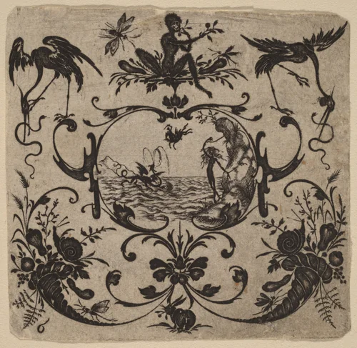 Ornament with Grotesque by Master CR, print, 1616
