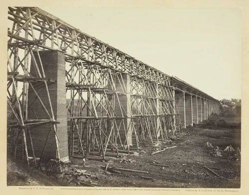 High Bridge Crossing the Appomattox, Near Farmville by Timothy O'Sullivan, photograph, 1865