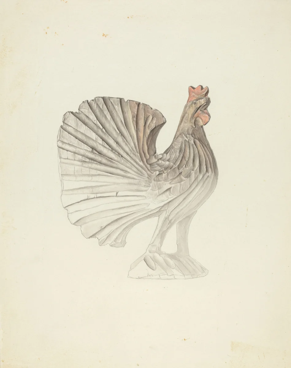Rooster by Frank Budash; Elisabeth Fulda, index of american design, 1939