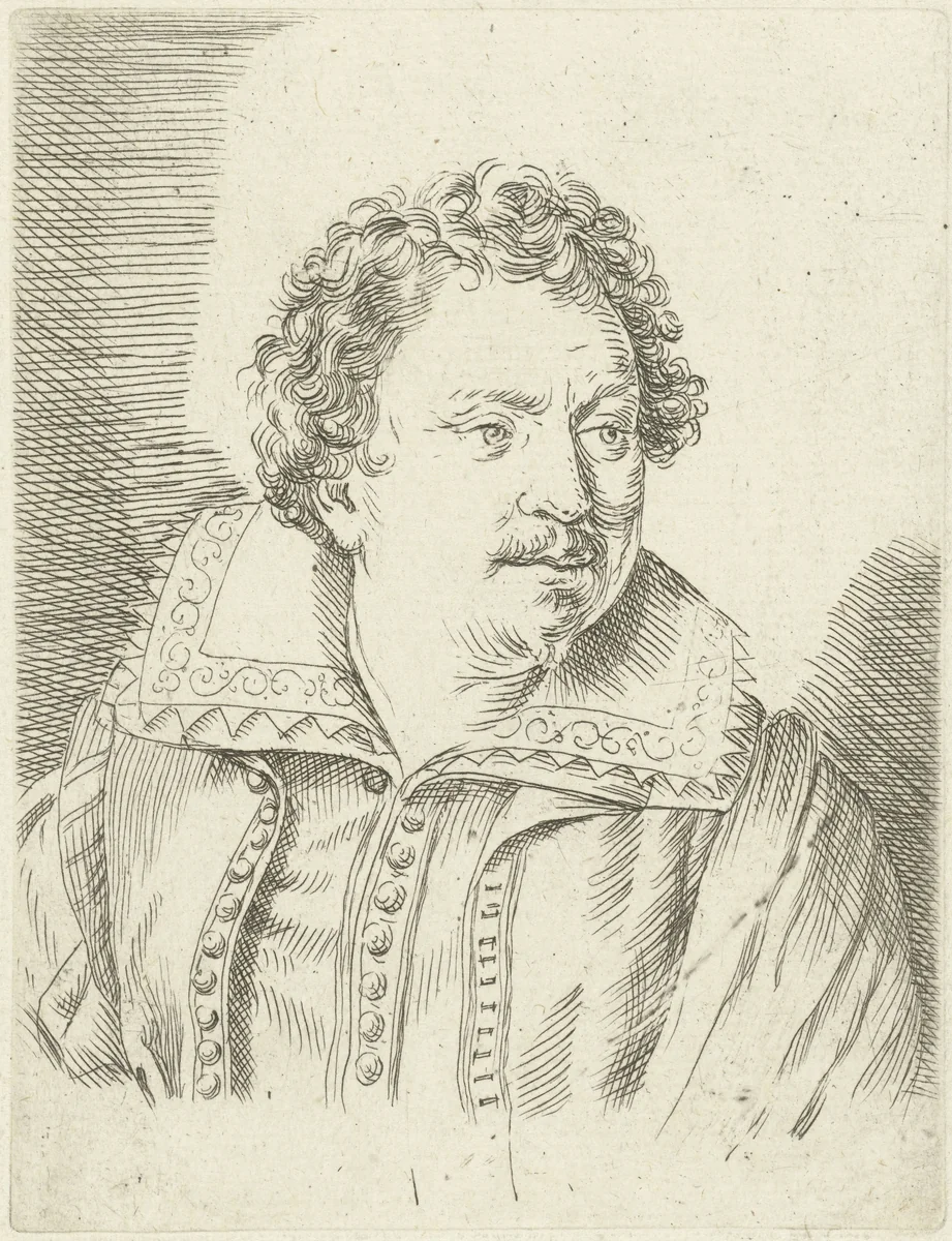 Portret van Herman Swanevelt by Ottavio Mario Leoni, print, 1615-1630
