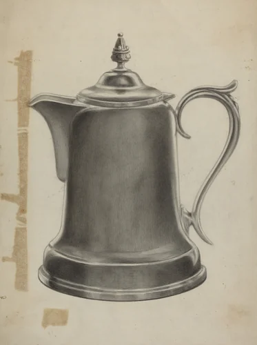 Pewter Coffee Urn by Theodore Pfitzer, index of american design, 1935-1942
