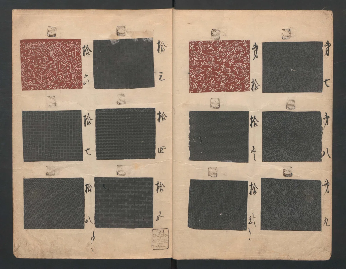 Book of Designs (Inu jirushi Shin Komon chō) 戌印 新小紋帳 by Unidentified Artist, book, 1655-1705