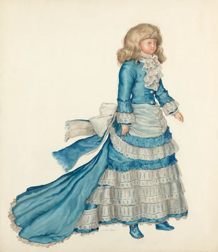 Doll in Blue Dress by Lillian Causey, index of american design, 1935-1942