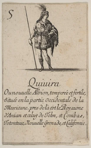 Quivira, from the playing cards "Jeu de la Géographie" by Stefano della Bella, print, 1644