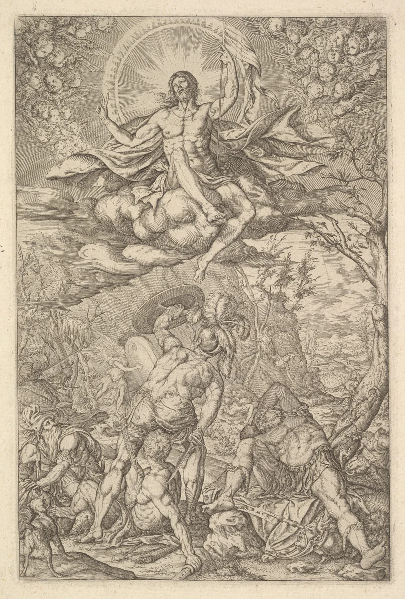 Resurrection of Christ by Melchior Meier, print, 1577