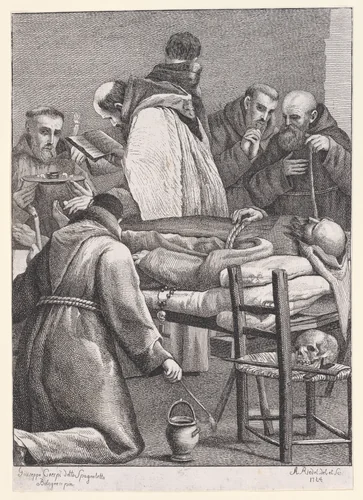 Extreme Unction, from "The Seven Sacraments" by Johann Anton Riedel, print, 1754