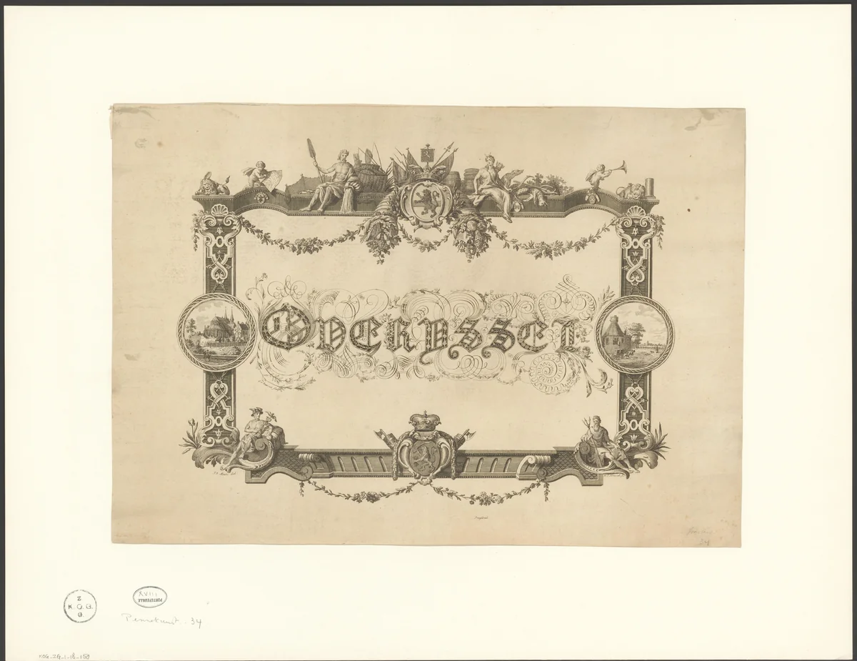 Pennekunst voor Overijssel by Jacob Willem Strunck, print, 1776-1813