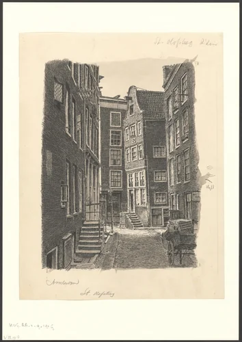 Gezicht op de Sint Olofssteeg by anonymous, drawing, 1900-1975