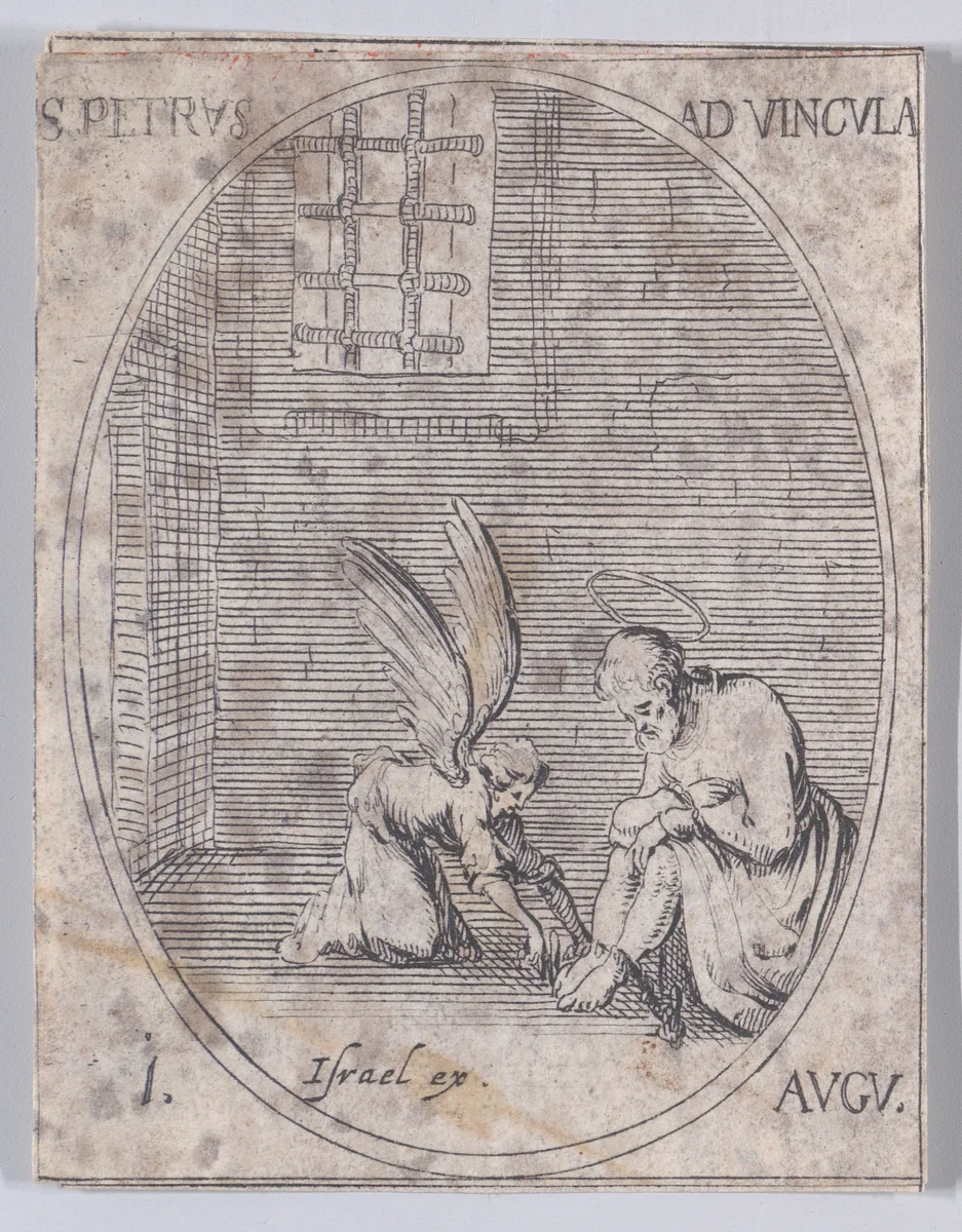 S. Pierre aux liens (St. Peter in Chains), August 1st, from "Les Images De Tous Les Saincts et Saintes de L'Année" (Images of All of the Saints and Religious Events of the Year) by Jacques Callot, print, 1636